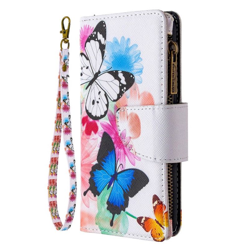 Cover Folio-hoesje Samsung Galaxy S10 Lite Wit Zwart Telefoonhoesje Vlindervak Met Ritssluiting