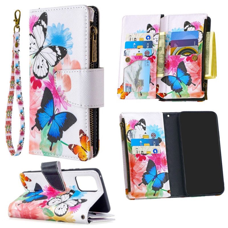 Cover Folio-hoesje Samsung Galaxy S10 Lite Wit Zwart Telefoonhoesje Vlindervak Met Ritssluiting