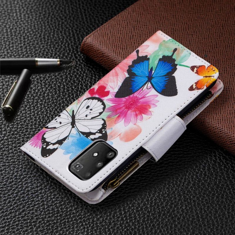 Cover Folio-hoesje Samsung Galaxy S10 Lite Wit Zwart Telefoonhoesje Vlindervak Met Ritssluiting
