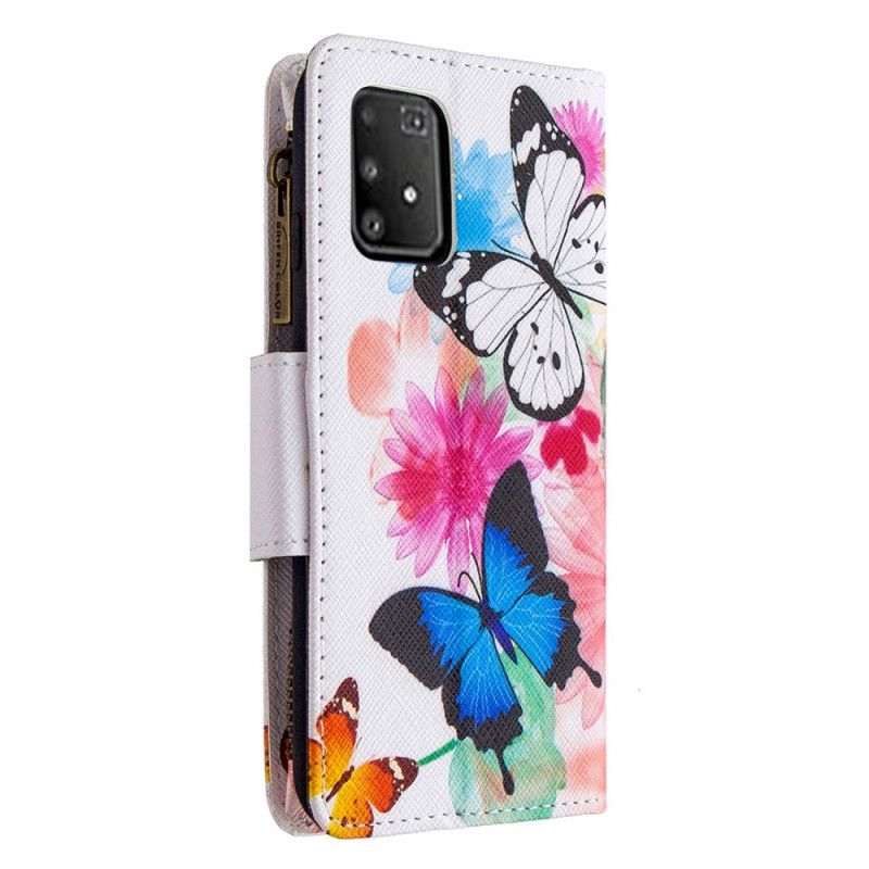 Cover Folio-hoesje Samsung Galaxy S10 Lite Wit Zwart Telefoonhoesje Vlindervak Met Ritssluiting