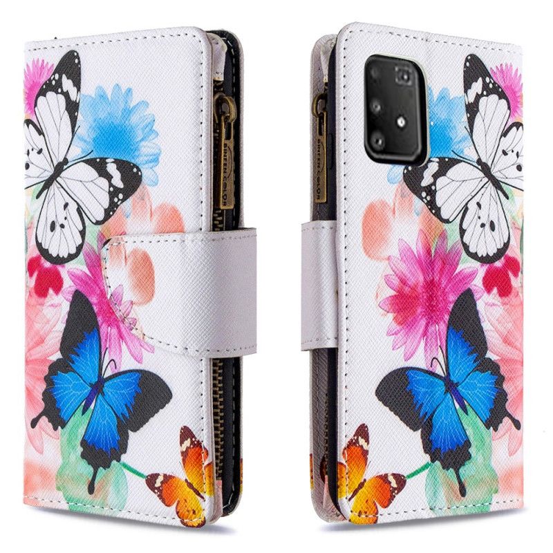 Cover Folio-hoesje Samsung Galaxy S10 Lite Wit Zwart Telefoonhoesje Vlindervak Met Ritssluiting