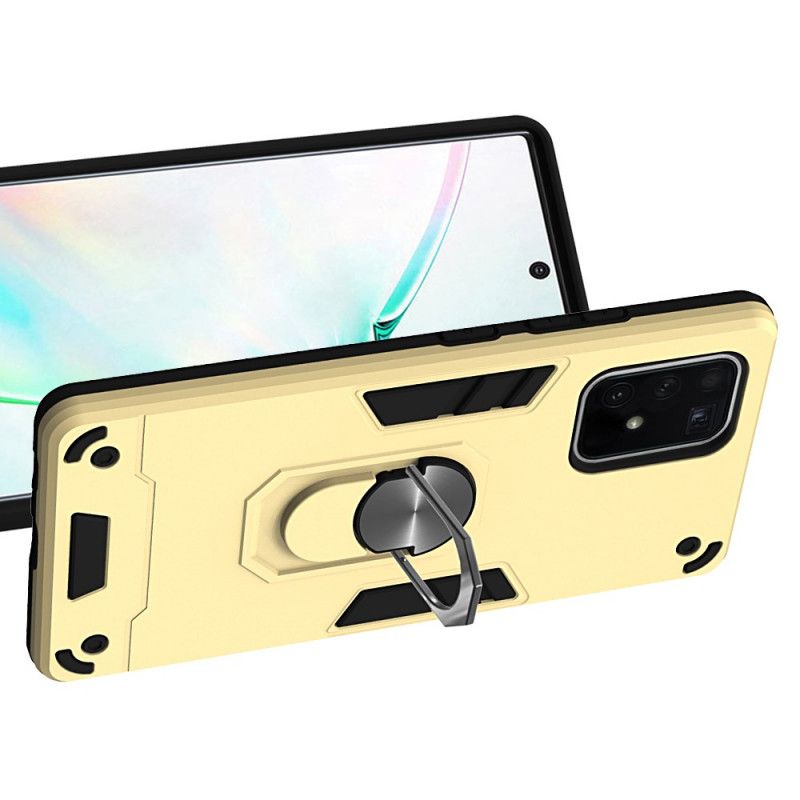 Cover Hoesje Samsung Galaxy S10 Lite Groen Telefoonhoesje Afneembare Metalen Ringsteun