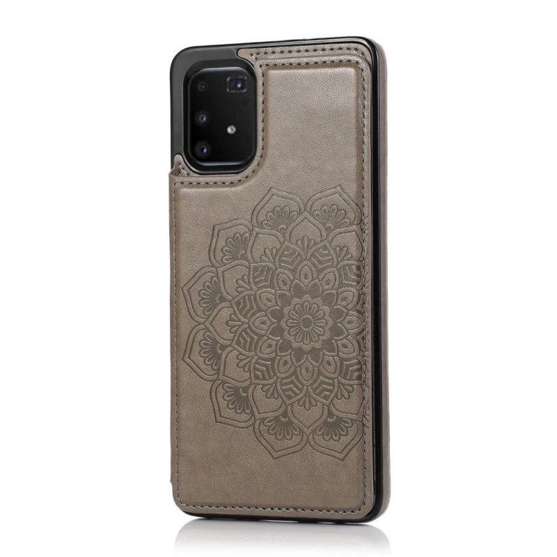 Cover Hoesje Samsung Galaxy S10 Lite Lichtblauw Grijs Telefoonhoesje Kaarthouder Met Mandala-Print