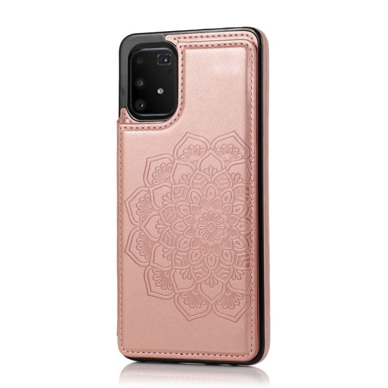 Cover Hoesje Samsung Galaxy S10 Lite Lichtblauw Grijs Telefoonhoesje Kaarthouder Met Mandala-Print