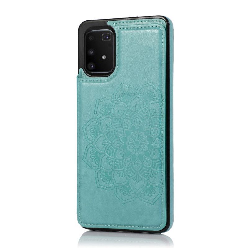 Cover Hoesje Samsung Galaxy S10 Lite Lichtblauw Grijs Telefoonhoesje Kaarthouder Met Mandala-Print