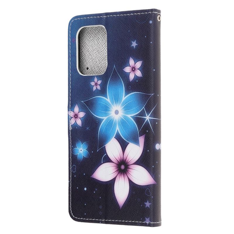 Flip Case Leren Samsung Galaxy S10 Lite Maanbloemen Met String