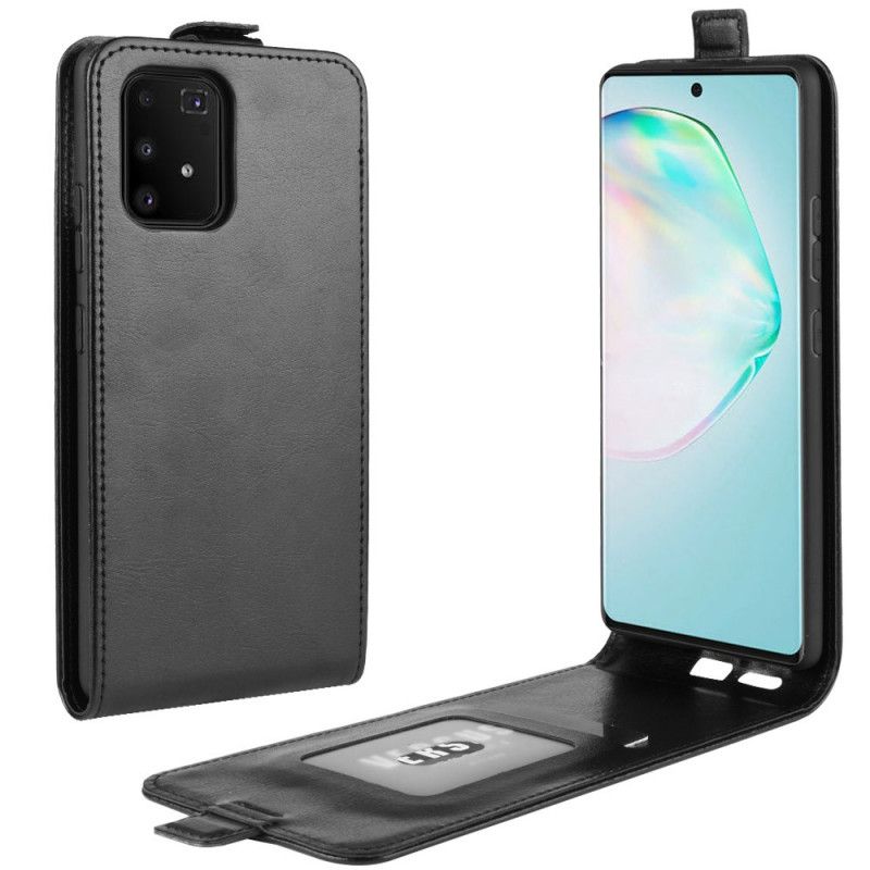 Flip Case Leren Samsung Galaxy S10 Lite Rood Zwart Vouwledereffect