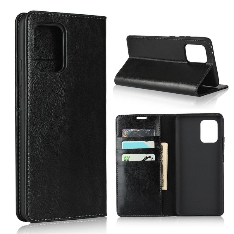 Folio-hoesje Samsung Galaxy S10 Lite Bruin Zwart Echt Leer