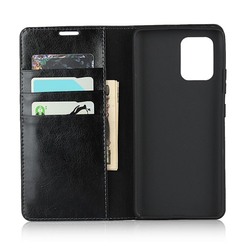 Folio-hoesje Samsung Galaxy S10 Lite Bruin Zwart Echt Leer