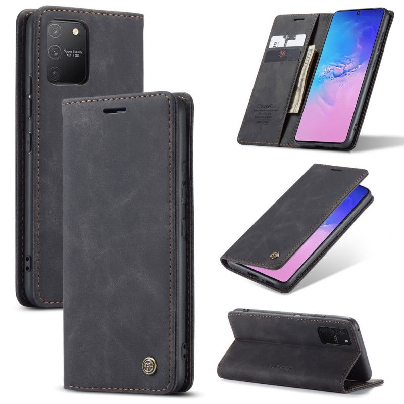 Folio-hoesje Samsung Galaxy S10 Lite Donkerblauw Zwart Tas Van Imitatieleer