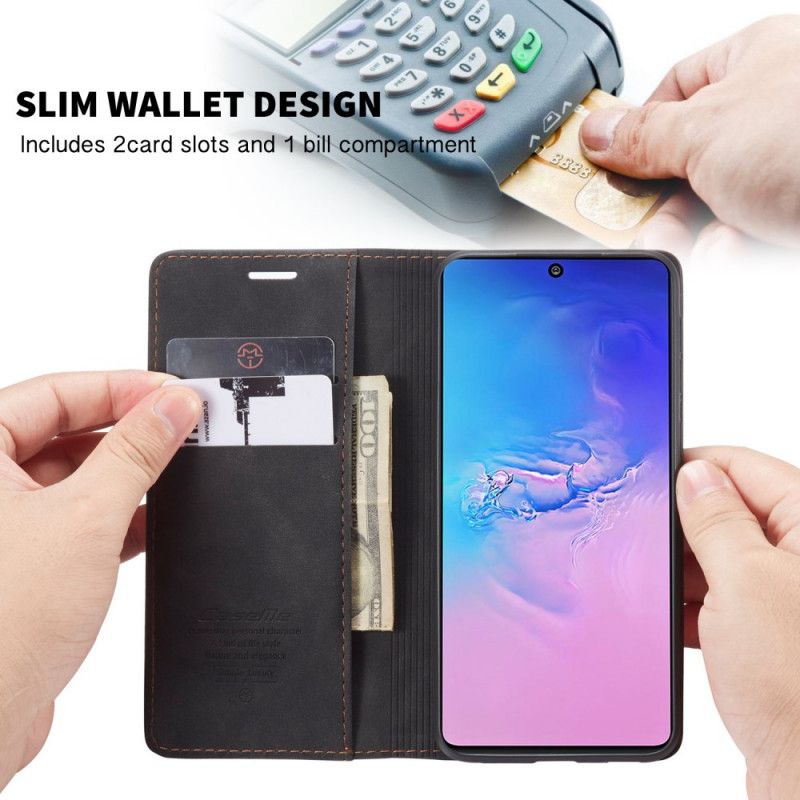Folio-hoesje Samsung Galaxy S10 Lite Donkerblauw Zwart Tas Van Imitatieleer