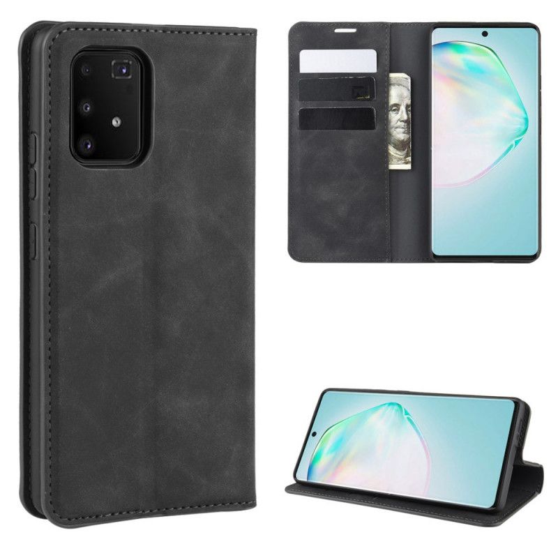 Folio-hoesje Samsung Galaxy S10 Lite Grijs Zwart Zacht Leereffect