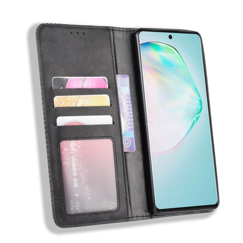 Folio-hoesje Samsung Galaxy S10 Lite Rood Zwart Gestileerd Vintage Leereffect