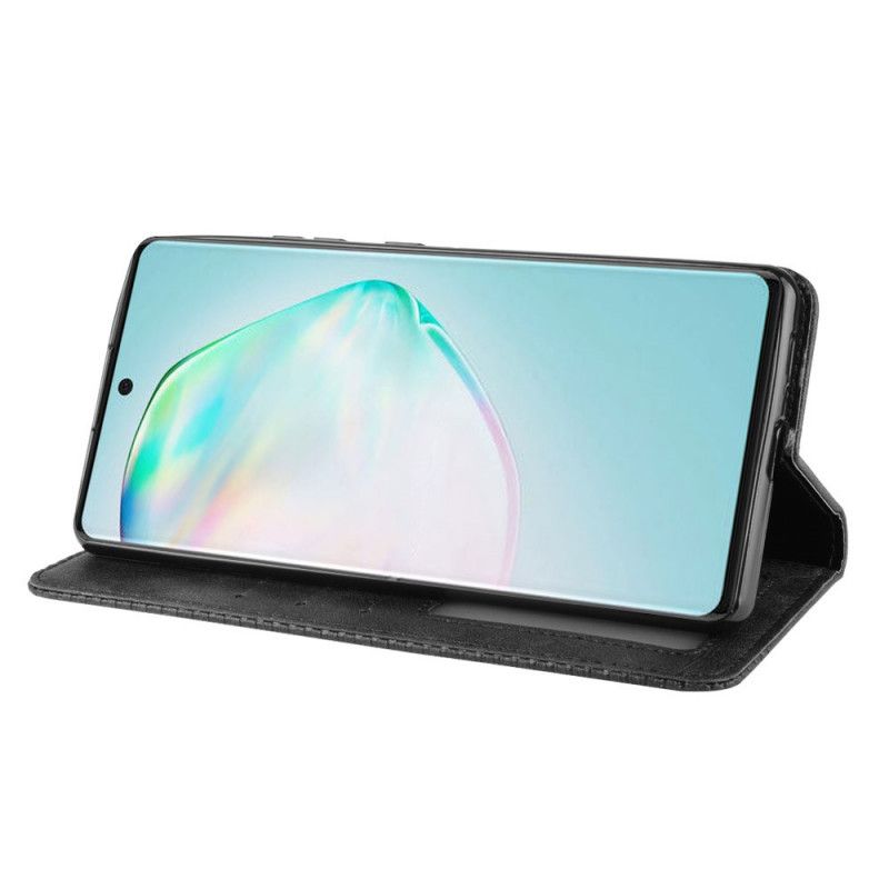 Folio-hoesje Samsung Galaxy S10 Lite Rood Zwart Gestileerd Vintage Leereffect