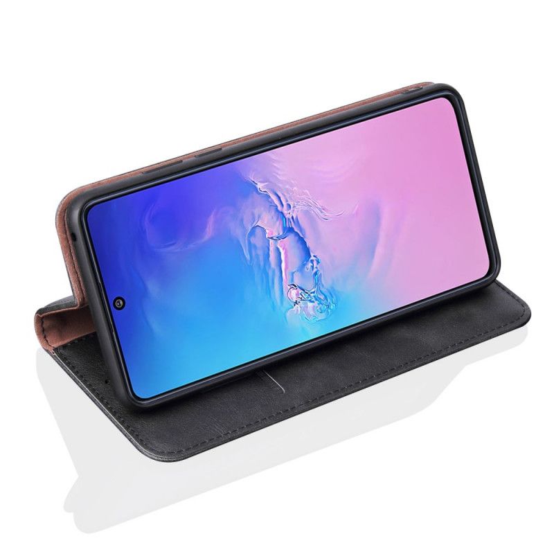 Folio-hoesje Samsung Galaxy S10 Lite Rood Zwart Telefoonhoesje Gestikt Leereffect