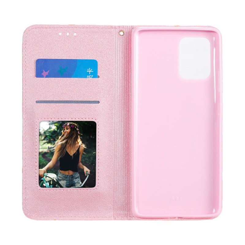 Folio-hoesje voor Samsung Galaxy S10 Lite Groen Oranje Madeliefjes Kunstleer