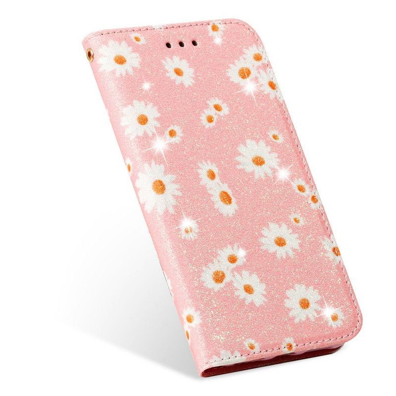 Folio-hoesje voor Samsung Galaxy S10 Lite Groen Oranje Madeliefjes Kunstleer