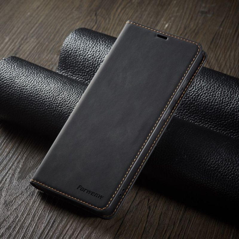 Folio-hoesje voor Samsung Galaxy S10 Lite Rood Zwart Forwenw Leereffect