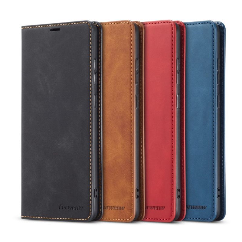 Folio-hoesje voor Samsung Galaxy S10 Lite Rood Zwart Forwenw Leereffect