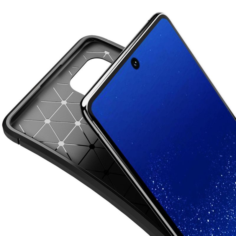Hoesje Samsung Galaxy S10 Lite Donkerblauw Zwart Flexibele Koolstofvezeltextuur