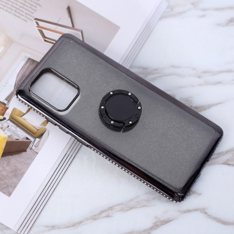 Hoesje Samsung Galaxy S10 Lite Lichtpaars Rood Ring-Steun Met Pailletten En Diamanten