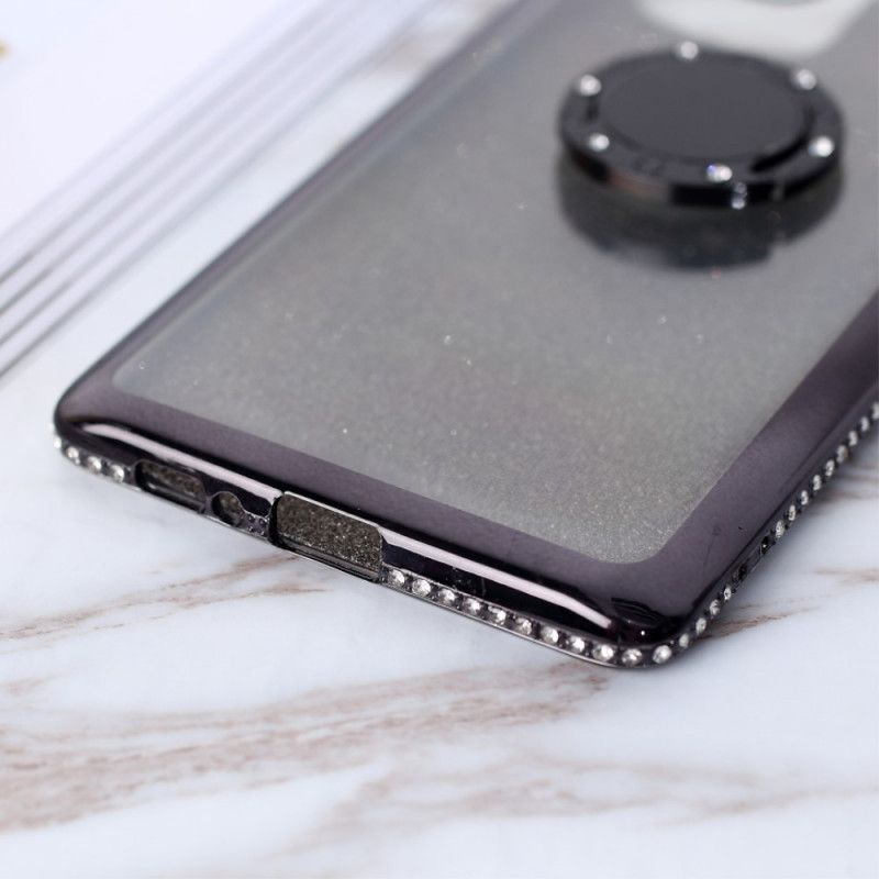 Hoesje Samsung Galaxy S10 Lite Lichtpaars Rood Ring-Steun Met Pailletten En Diamanten