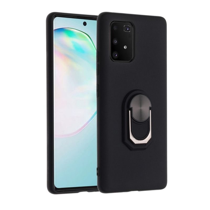 Hoesje Samsung Galaxy S10 Lite Rood Zwart Gemetalliseerde Ringsteun