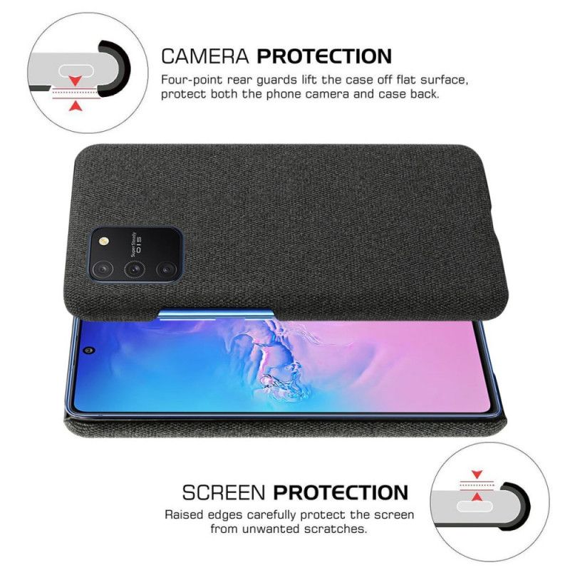 Hoesje voor Samsung Galaxy S10 Lite Bruin Donkerblauw Ksq Stof Textuur