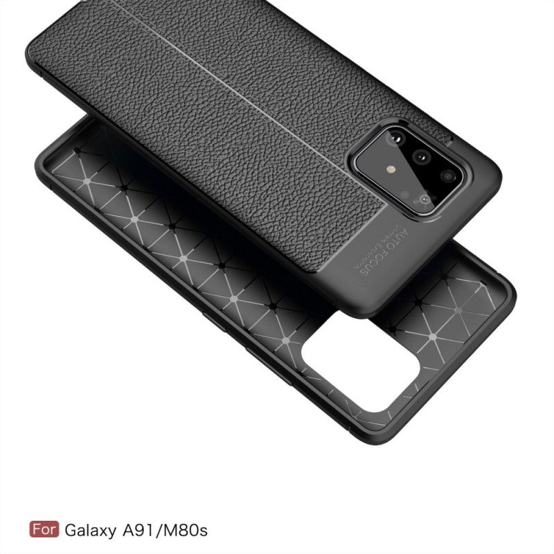Hoesje voor Samsung Galaxy S10 Lite Rood Zwart Dubbellijns Lychee Leereffect