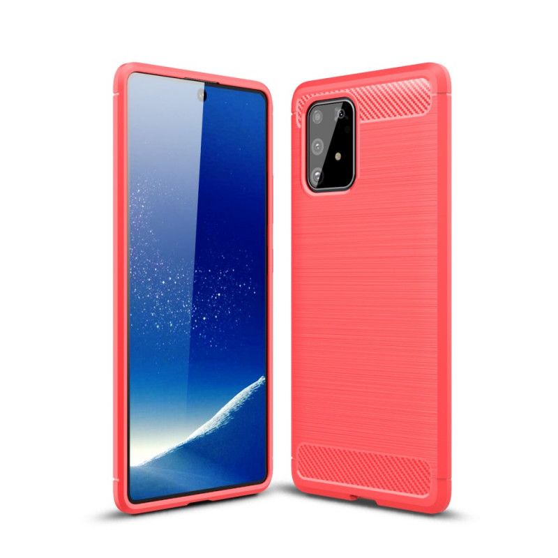 Hoesje voor Samsung Galaxy S10 Lite Rood Zwart Geborsteld Koolstofvezel