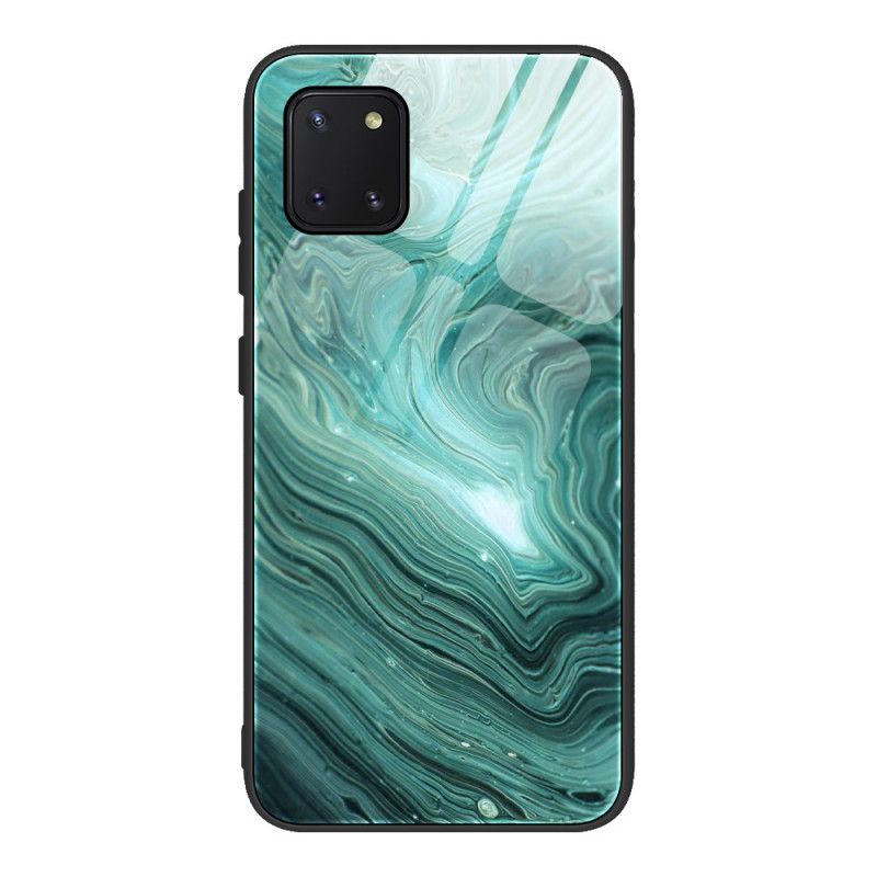 Hoesje voor Samsung Galaxy S10 Lite Turkoois Marmer Kleuren Gehard Glas