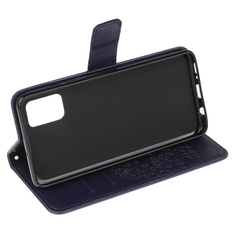Leren Hoesje Samsung Galaxy S10 Lite Grijs Zwart Boom En String Uilen