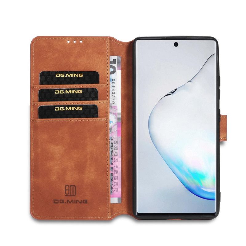 Leren Hoesje Samsung Galaxy S10 Lite Grijs Zwart Retro Dg.Ming