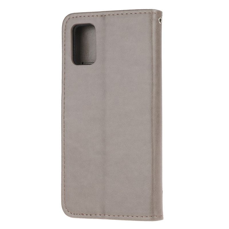 Leren Hoesje Samsung Galaxy S10 Lite Grijs Zwart Vlinders En Stringbloemen