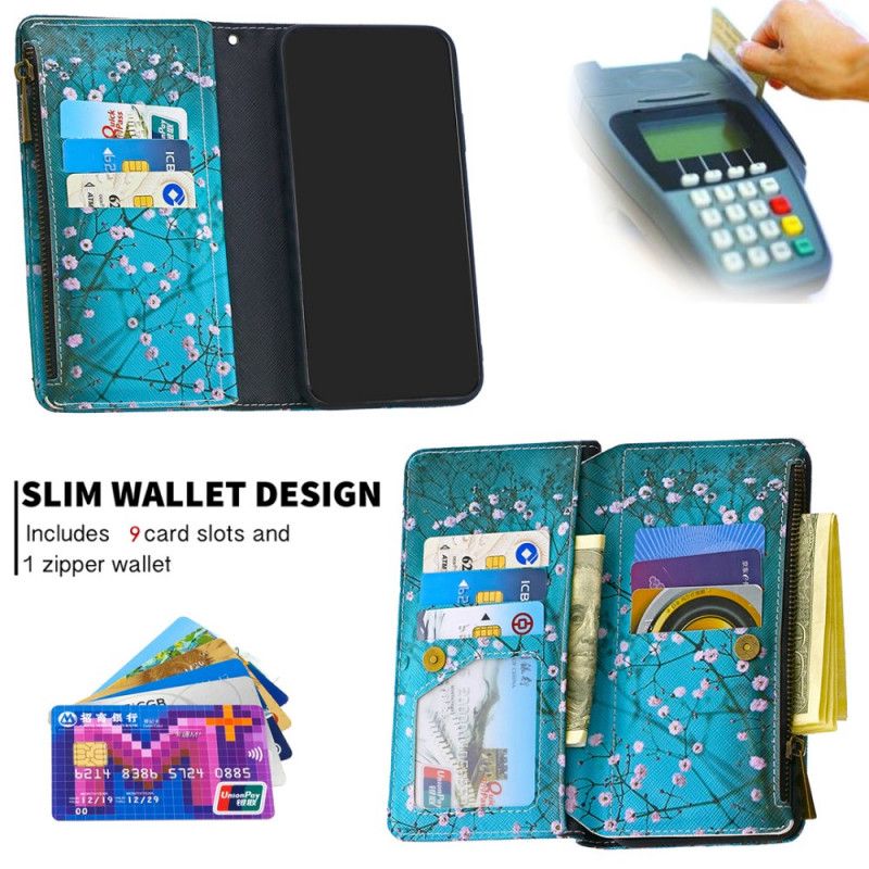 Leren Hoesje Samsung Galaxy S10 Lite Lichtblauw Wit Boomzak Met Ritssluiting