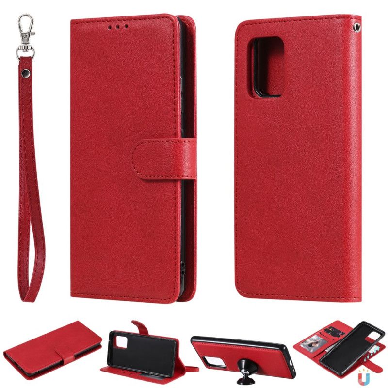 Leren Hoesje Samsung Galaxy S10 Lite Rood Zwart Afneembaar