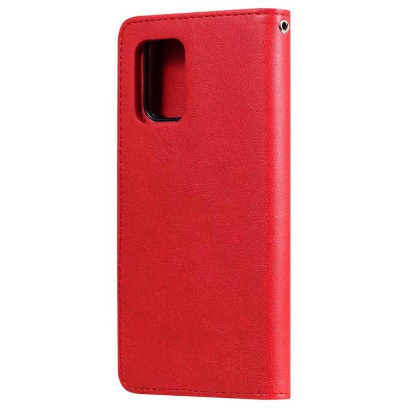Leren Hoesje Samsung Galaxy S10 Lite Rood Zwart Afneembaar