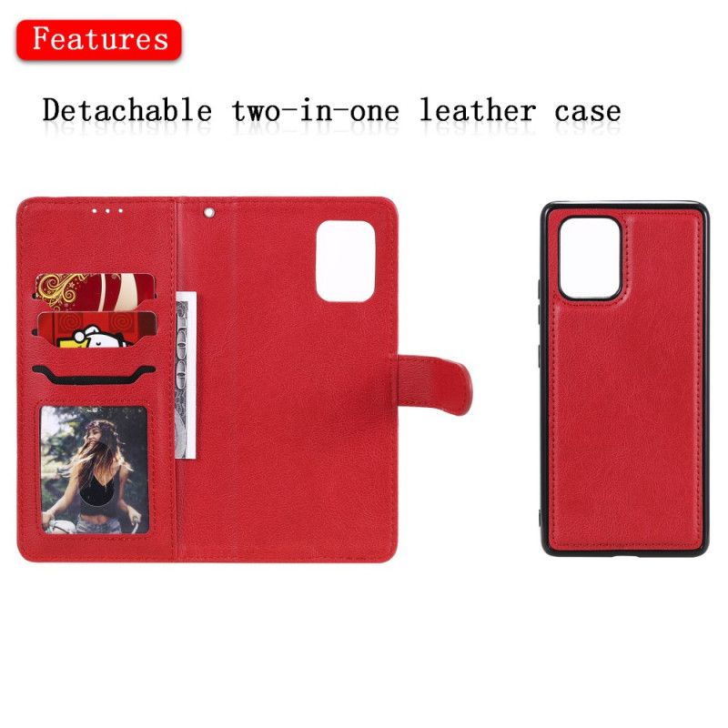 Leren Hoesje Samsung Galaxy S10 Lite Rood Zwart Afneembaar