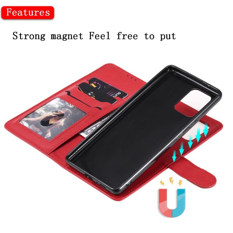 Leren Hoesje Samsung Galaxy S10 Lite Rood Zwart Afneembaar