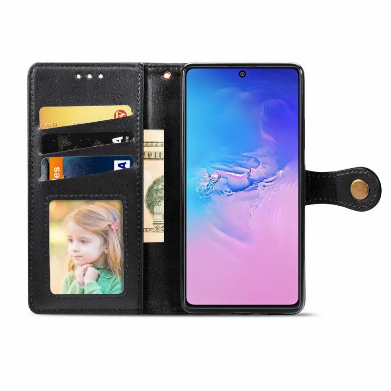 Leren Hoesje Samsung Galaxy S10 Lite Rood Zwart Kunstleer En Vintage Sluiting