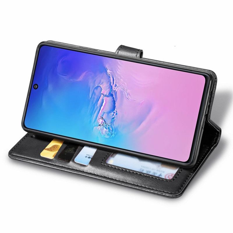 Leren Hoesje Samsung Galaxy S10 Lite Rood Zwart Kunstleer En Vintage Sluiting