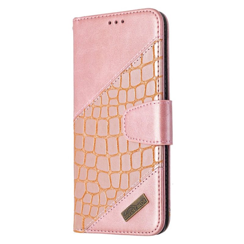 Leren Hoesje voor Samsung Galaxy S10 Lite Grijs Zwart Klassiek Krokodillenleer-Effect