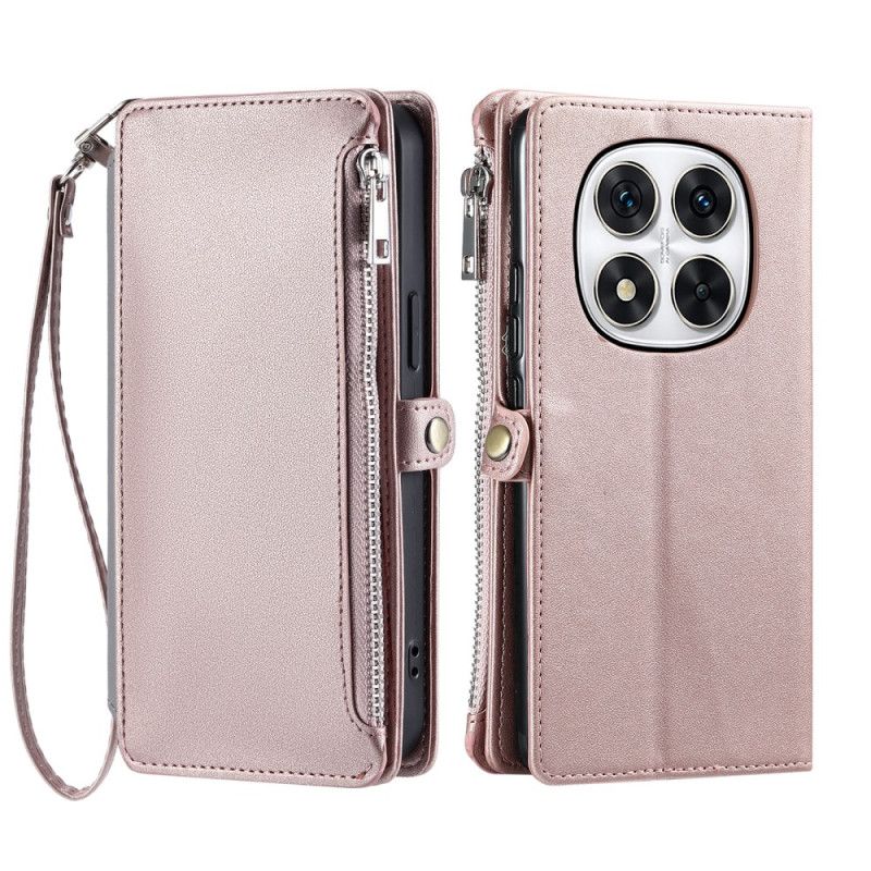 Flip Case Leren Xiaomi Redmi Note 14 Pro Plus 5g Portemonnee Met Bandje