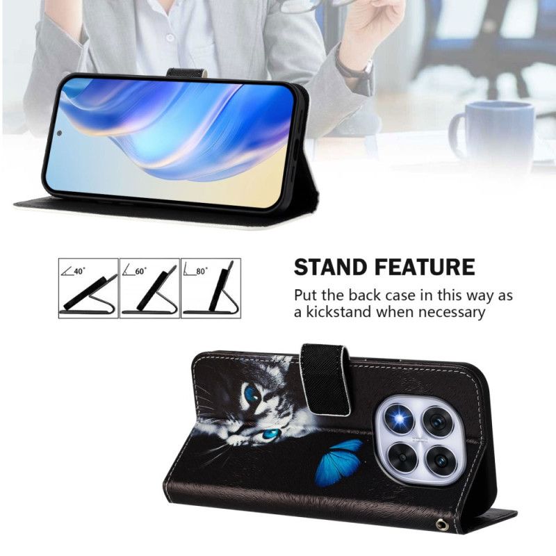 Folio-hoesje Xiaomi Redmi Note 14 Pro Plus 5g Telefoonhoesje Vlinder- En Kattenpatroon