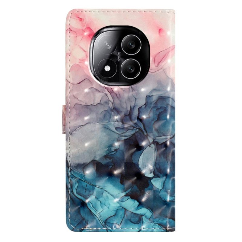 Leren Hoesje Voor Xiaomi Redmi Note 14 Pro Plus 5g 3d Roze En Blauw Marmer