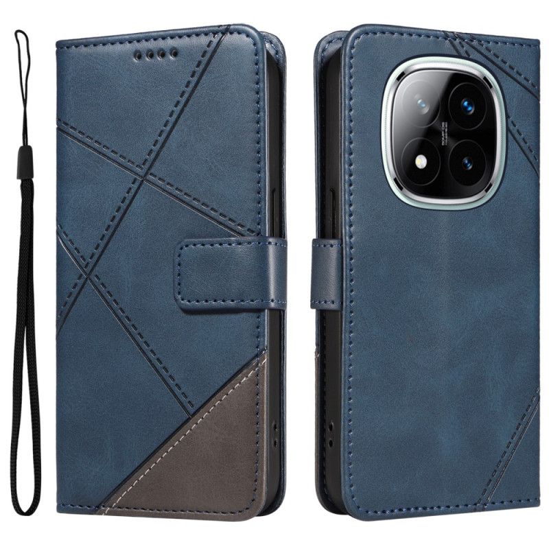 Leren Hoesje Voor Xiaomi Redmi Note 14 Pro Plus 5g Tweekleurige Gestreepte Strap-on