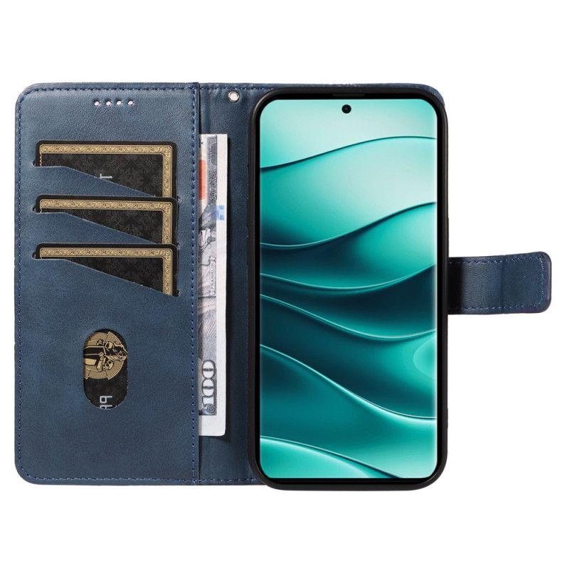 Leren Hoesje Voor Xiaomi Redmi Note 14 Pro Plus 5g Tweekleurige Gestreepte Strap-on