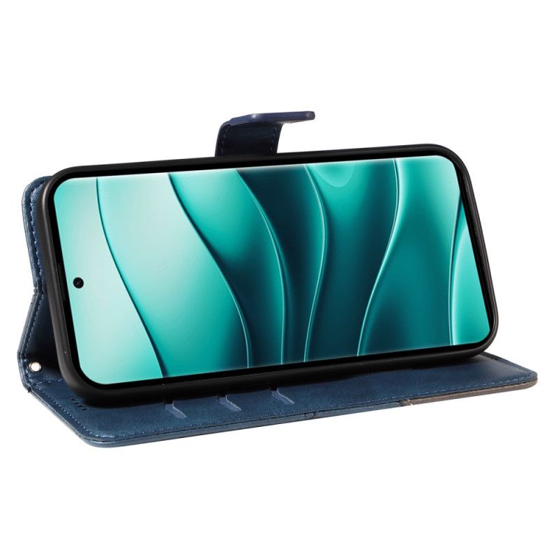 Leren Hoesje Voor Xiaomi Redmi Note 14 Pro Plus 5g Tweekleurige Gestreepte Strap-on