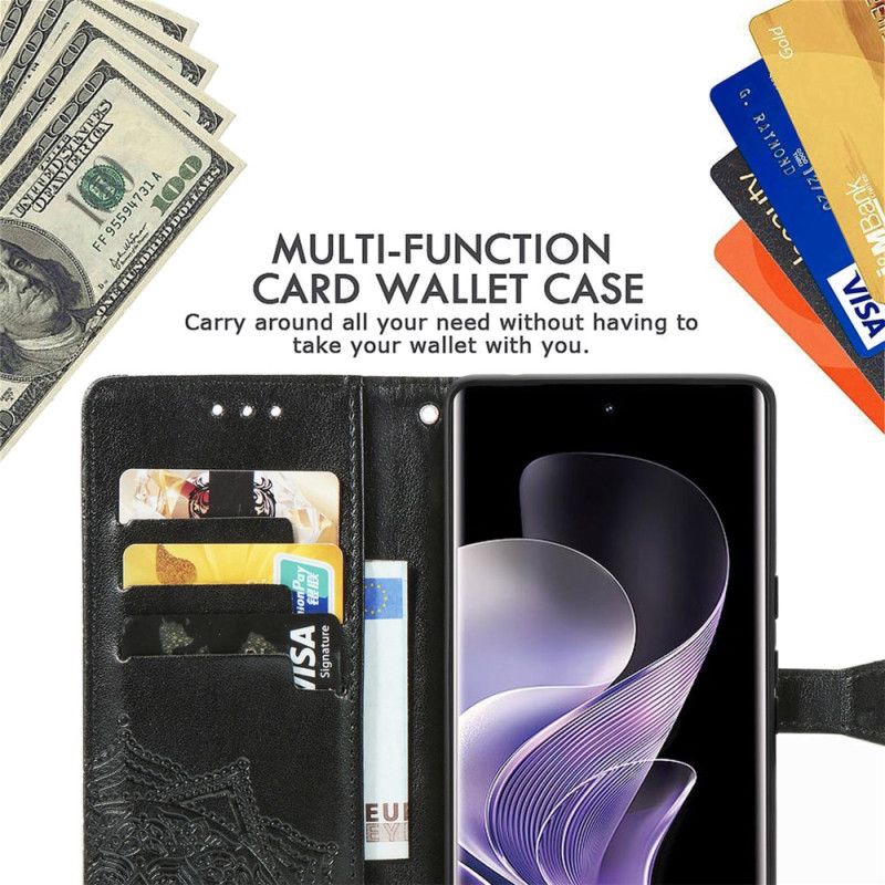 Leren Hoesje Xiaomi Redmi Note 14 Pro Plus 5g Barok Mandala Bescherming Hoesje