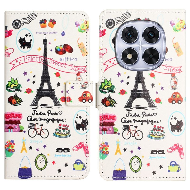 Leren Hoesje Xiaomi Redmi Note 14 Pro Plus 5g Eiffeltoren